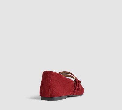 Madewell Sz 11 The Greta Double-Strap Ballet Flat In Red Suede