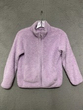 Uniqlo Girls Kids Jacket Size 9-10 Pink Fleece Full Zip Youth Polyester