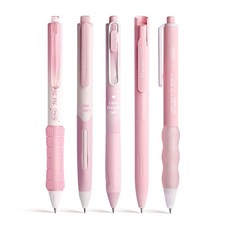 5 Count Pastel Gel Ink Pen Set Cute 0.5mm Fine Point Retractable Black Ink