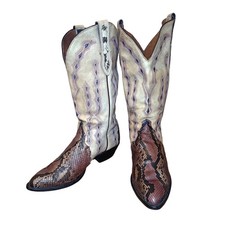 Larry Mahan El Paso Exotic Snakeskin Cowboy Boots Women 9.5M Rare Vintage Purple