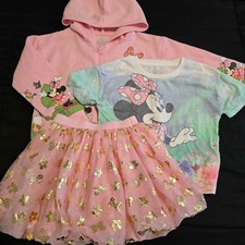 Disney Minnie Mouse 3 Piece Outfit Set Hoodie Tutu Skirt Pink NWT Size 6 Small