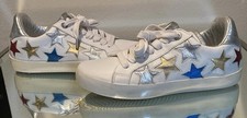 Zadig Voltaire Patch Star Sneakers White Leather W/Red,Silver,Blue,Gold Stars