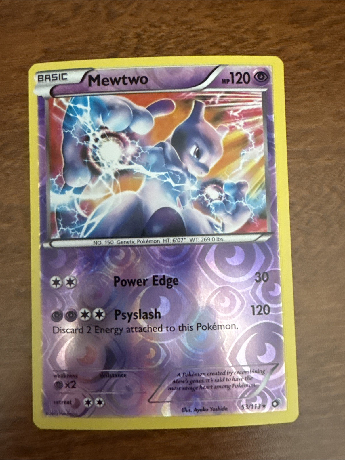 Pokémon Mewtwo TCG Reverse Holo Rare Card 53/113 B&W Legendary Treasures LP/NM