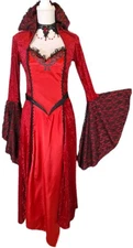 VTG Incharacter Costume S/M Devil's Temptress Dress Red Velvet/Satin Black Lace