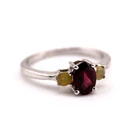 K4.6 Vintage 925 Silver Art Deco style Garnet Trilogy Ring Size N 1/2