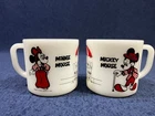 Vintage Fire King Anchor Hocking Mickey & Minnie Mouse Disney Milk Glass Mugs