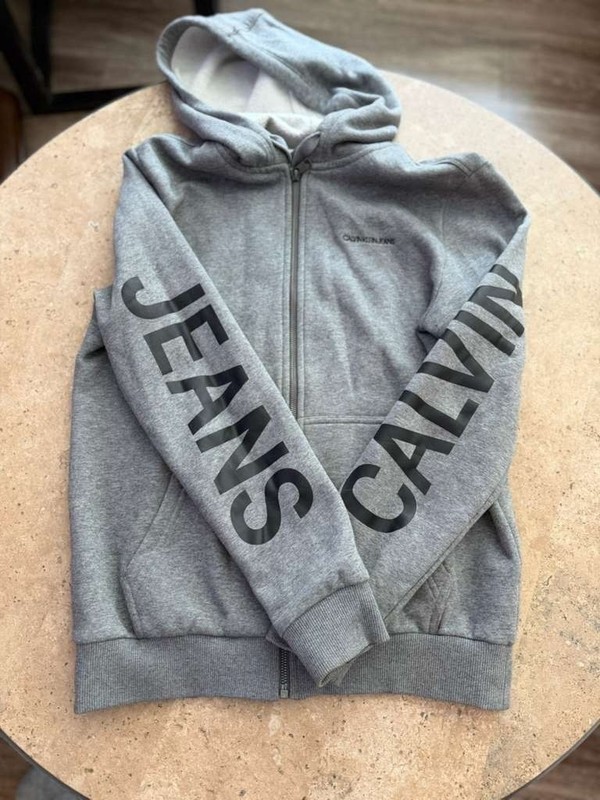 Calvin Klein Jeans Gray Full Zip Hoodie Sweatshirt Men’s Size Small