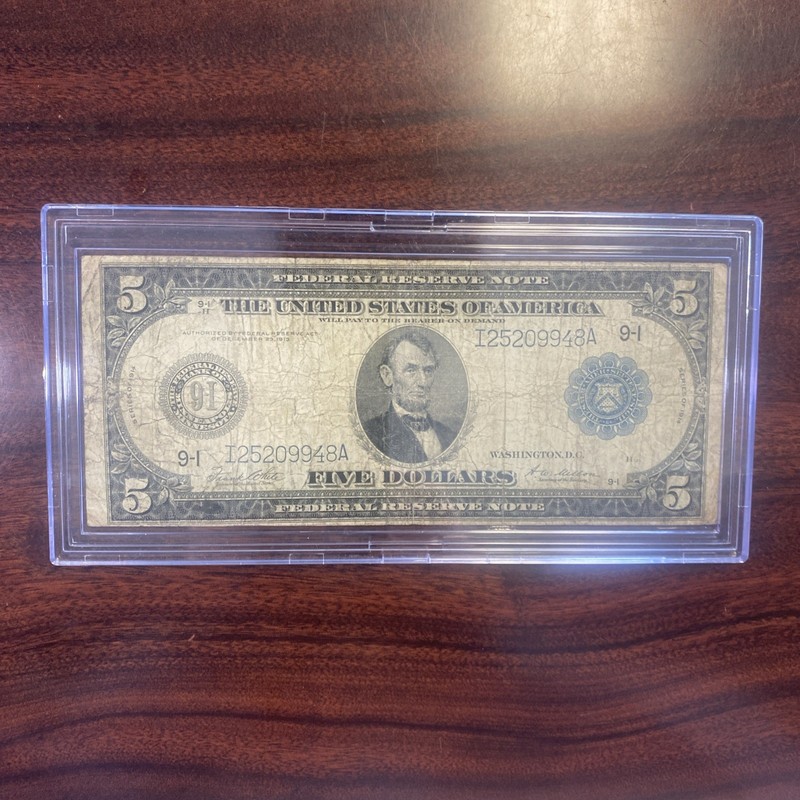 Rare 1914 Large Sized Federal Reserve Note Minneapolis, Minn. In Nice hard case