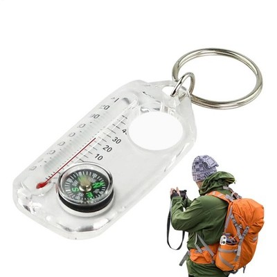 Mini Camping Kompass - Pocket Survival Schlüsselanhänger mit Thermometer - Outdoor Werkzeug