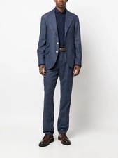 BRUNELLO CUCINELLI MEN'S BLUE TEXTURED TAILORED SUIT MSRP 7605