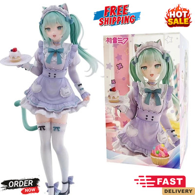 18CM Hatsune Miku Cat Eat Ver PVC Anime Figure Collectible Model Statue Toy Gift