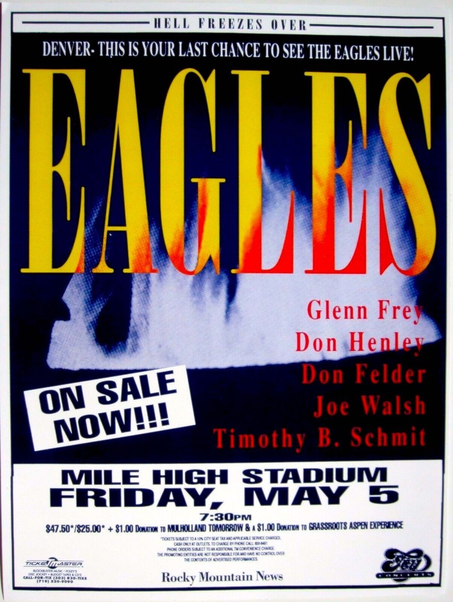 EAGLES 1994 MILE HIGH STADIUM HELL FREEZES OVER TOUR DENVER CONCERT POSTER  EXT