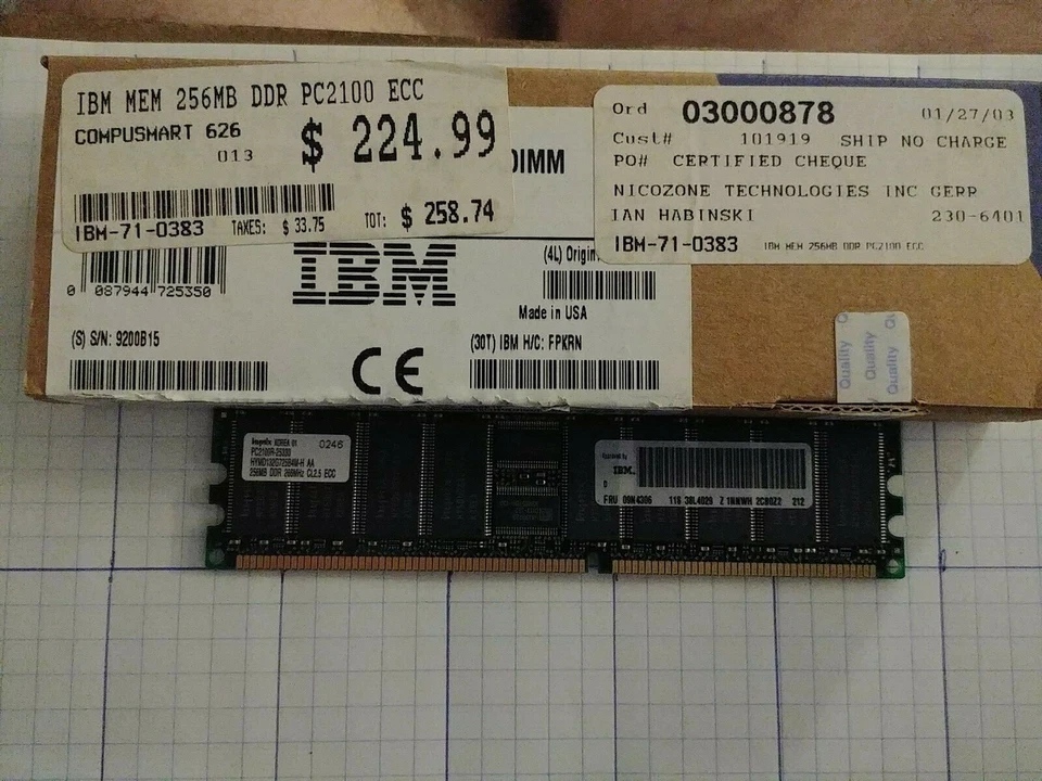 512MB IBM Server ram: 2 x 256MB DDR 266MHz CL2.5 ECC - Image 3 of 4