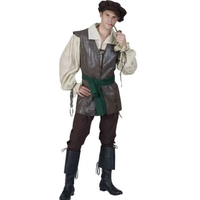 FUNNY FASHION Mittelalter Kostüm mittelalterlicher Bauer Albrecht für Herren Gr. 48-58 Braun