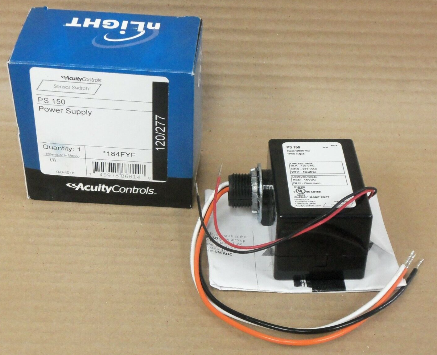 NEW ACUITY CONTROLS 184FYF PS150 PS 150 POWER SUPPLY 120/277 SENSOR ...