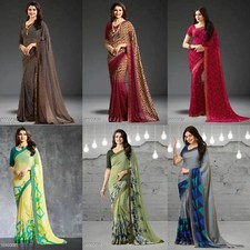 Georgette fancy saree with Dhupion Separate Blouse Piece