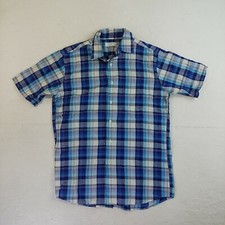 Uniqlo shirt button up Large plaid casual dress short sleeve 