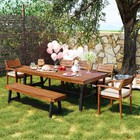 Outdoor Wood Dining Set for 7-8 Person, Dining Furniture, Ergonomic Chairs