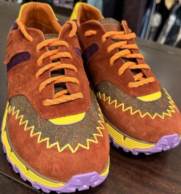 $660 NWT Etro Earthbeat Paisley Printed Suede Leather sneakers Shoes IT 40 US 7