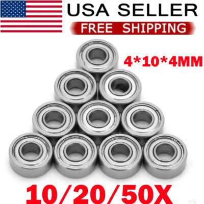10/20/50x 4x10x4mm Stainless Ball Bearing MR104ZZ Fishing Reel Bearings USA