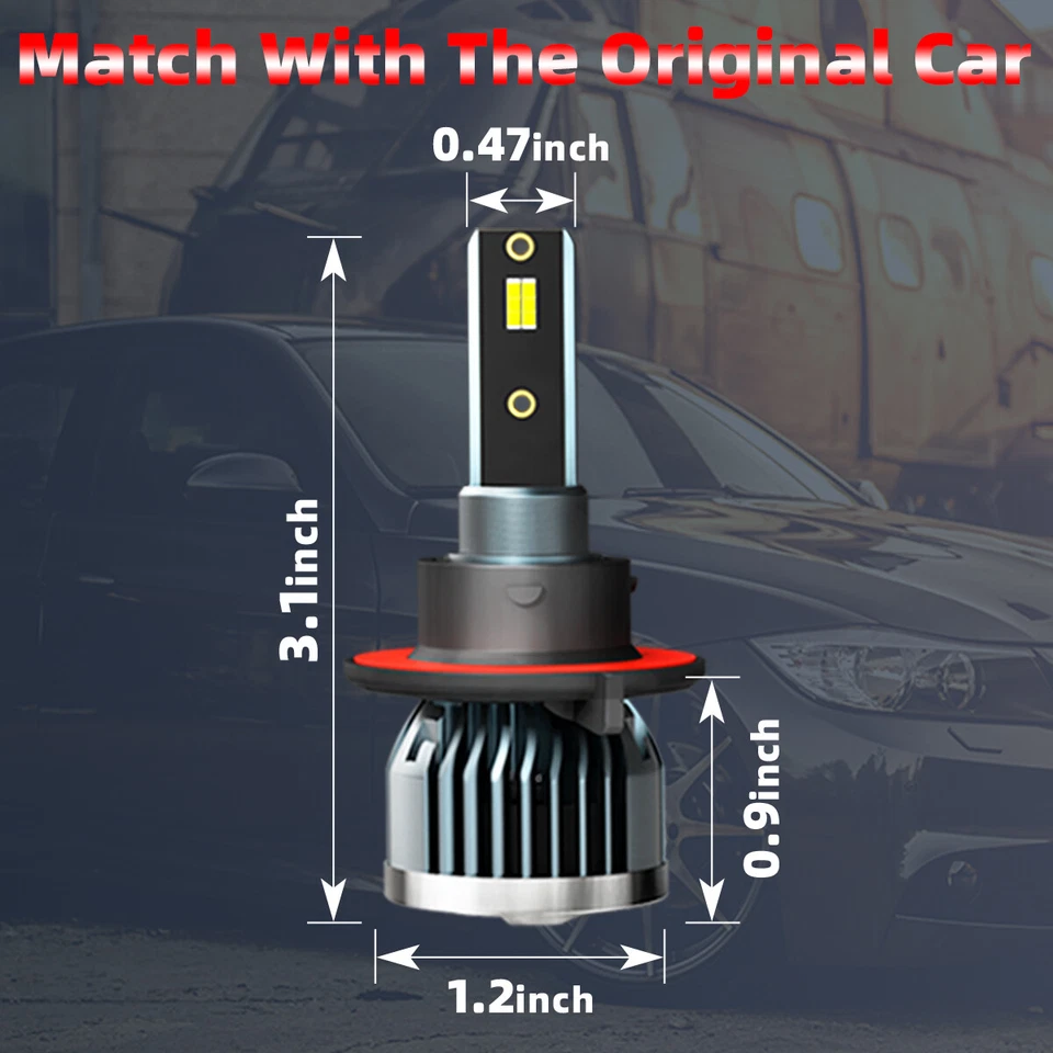 2X 9008/H13 LED Headlight Bulbs Kit High/Low Beam Super Bright 6000K White - Image 2 of 4