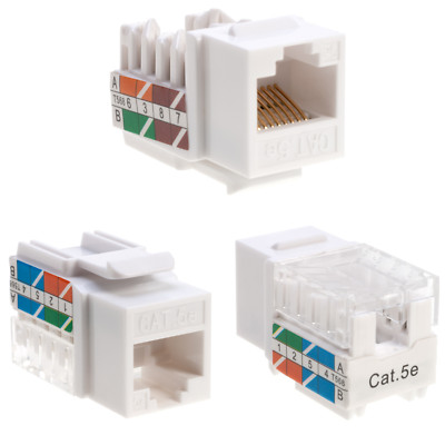 50 pack Cat5e 45° Angled Keystone Jack Network 110 Punchdown 8P8C Cat White