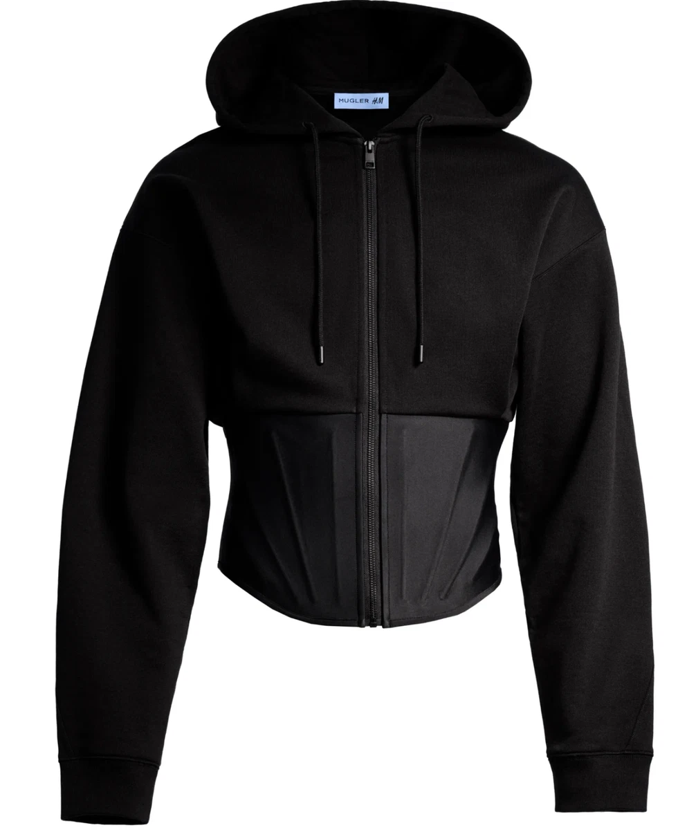 New Mugler H M HM mens hooded jacket XL corset waist hoodie from
