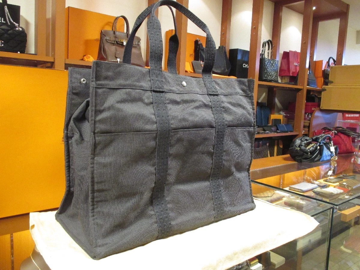 HERMES Hermes Herline TGM Business Bag Tote Bag Unisex Gray Men Women Authentic