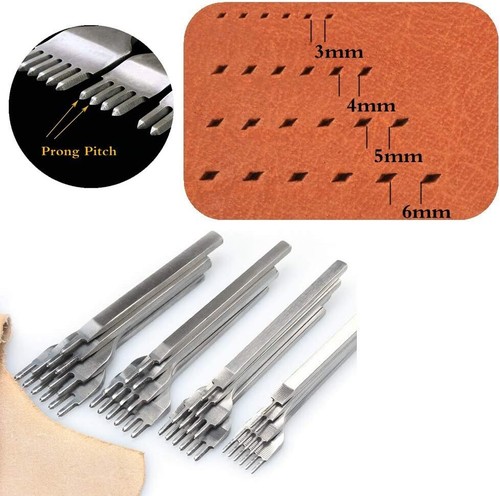 Leather Hole Punches Craft Tool 1/2/4/6 Prong DIY Diamond Lacing Stitching 4MM - Picture 4 of 6