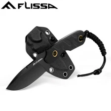 FLISSA Fixed Blade Knife 7Inch Full Tang Hunting Knife w/Kydex Sheath G10 Handle