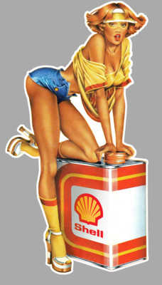 SHELL PIN UP right / right laminated vinyl sticker