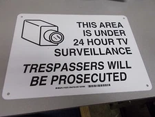 NEW Brady 122373 "Surveillance" Warning Security Safety Sign  *FREE SHIPPING*