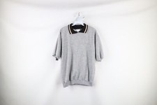 Vtg 90s Streetwear Mens Large Faded Blank Short Sleeve Collared Sweatshirt USA