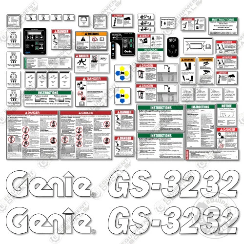AFTERMARKET Fits Genie GS3232 Decal Kit Scissor Lift Replacement Stickers - 3M Vinyl!