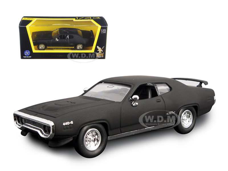 1971 PLYMOUTH GTX MATT BLACK 1/43 DIECAST CAR MODEL BY ROAD