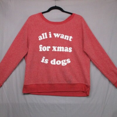 Grayson Threads Reverse Crew Neck Sweater Red Women Size L