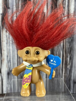 VTG Good Luck Russ Troll Doll w/ Red Hair 3'' - I Love My Grandpa - Fathers Day
