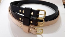 1" WIDE REAL AMISH LEATHER BELT 4MM THICK SOLID OR NICKLE BRASS BUCKLE MEN WOMEN