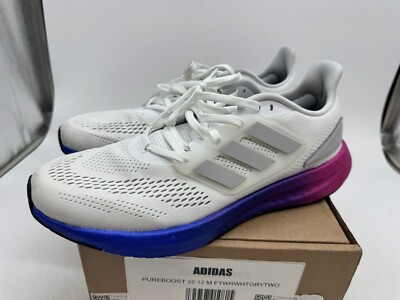 Adidas Pureboost 22 Running Sneaker Mens Cloud White Low Top Athletic Shoes - 12
