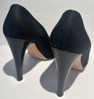 OSCAR DE LA RENTA Black Linen Leather LIZARD SKIN Open Toe High Heel Shoes Pumps — photo 5