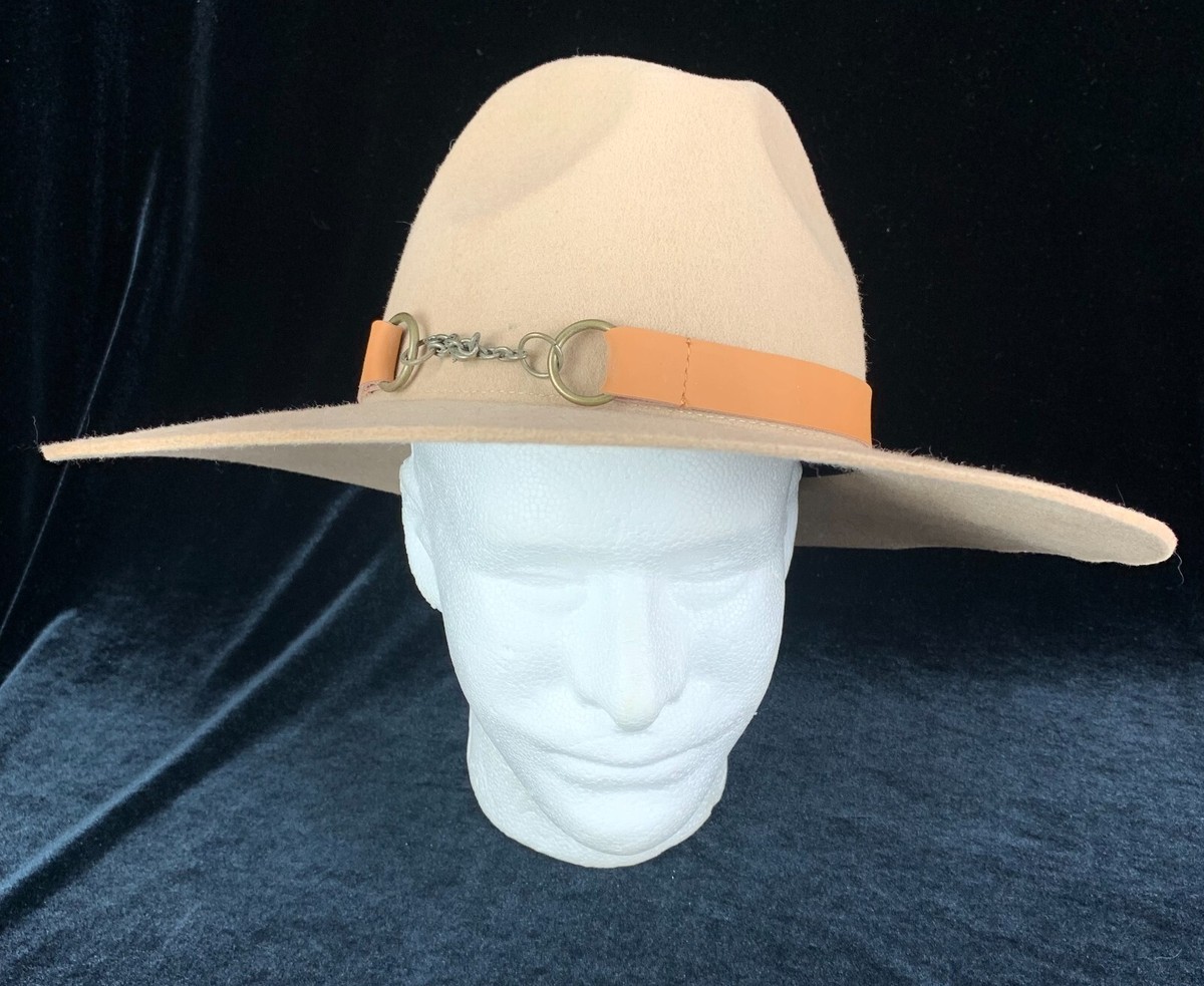 GIGI PIP Women’s Wide Brim Fedora Hat - 100% Australian Wool - Beige Fantastic Gigi Pip Womens XL Wide Brim Fedora Hat Beige  main image 3