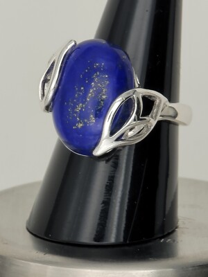 JTV 18X13MM OVAL CABOCHON LAPIS LAZULI SOLITAIRE STERLING SILVER RING - Main Image