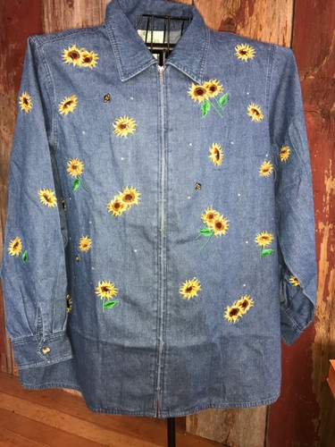 The Quaker Factory Denim Embroidered Sunflowers &Bees sz 2X NWT......... - Picture 3 of 5
