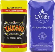 Alto Grande Medium-Dark Roast, Yaucono Medium Roast, Whole Bean Coffee 2 lb Bags