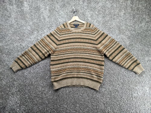 Shetland Wool Geometric Stripe Sweater 