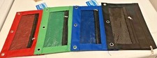 Pencil Holder Binder Pouch 3-Ring 2-Zippers Case Cosmetic Bag School Office