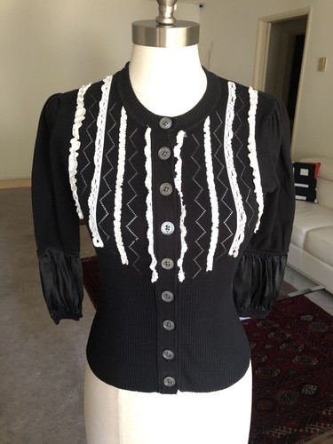 KAREN MILLEN BLACK\u0026WHITE CARDIGAN TOP 