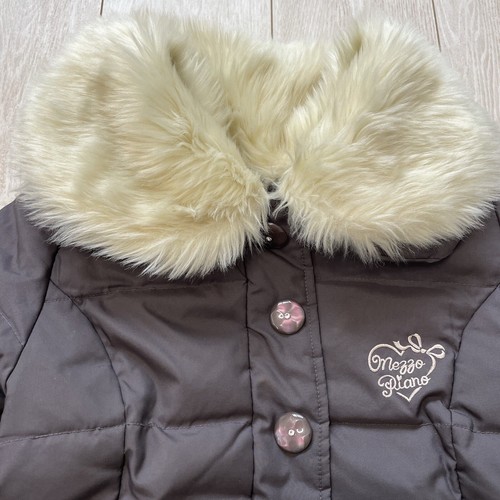 mezzo piano Faux Fur Trim Down Feather Coat Brown Size 140 9T Embroidery Girls - Picture 4 of 18