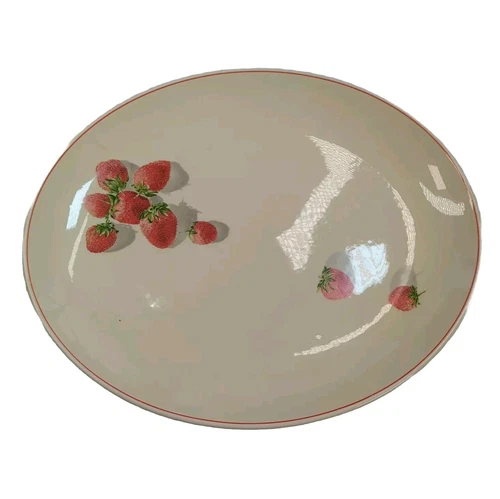 Vintage 40s Cavitt Shaw Strawberry Shortcake Ceramic Serving Platter 13x11"