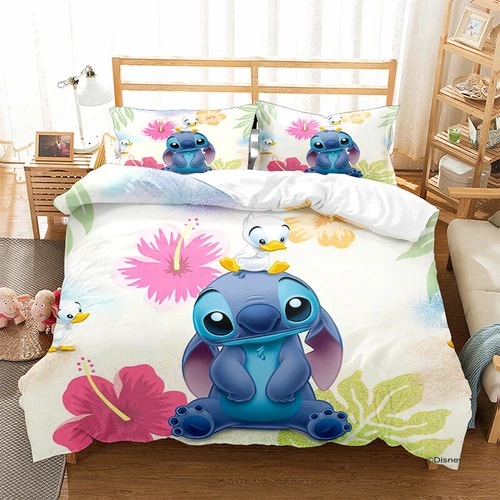 Cute Lilo & Stitch Duvet Cover Pillowcase 3-Piece Bedding Set Stitch Pillow Case - Picture 10 of 26